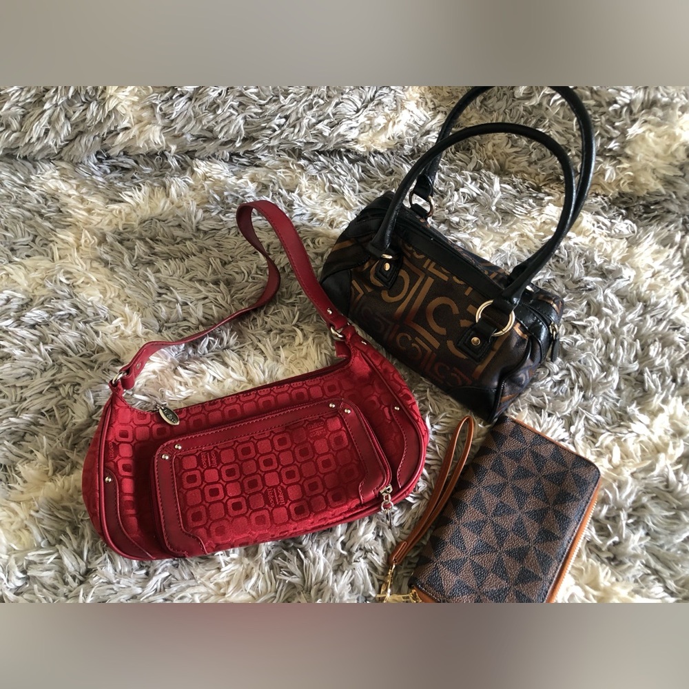 Liz & Co Red and Black Handbag Set and Wallet
